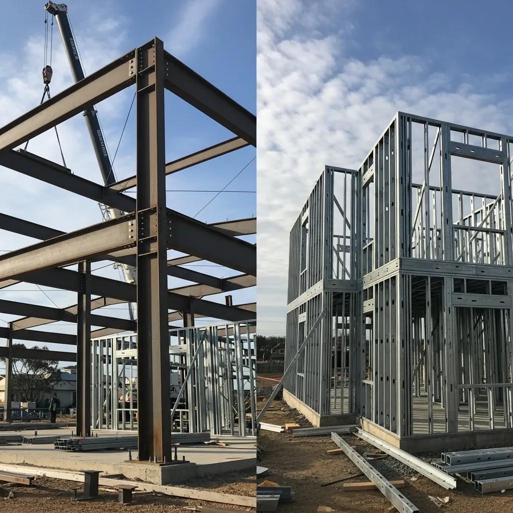 Comparison of structural steel framing and light-gauge steel framing in metal construction