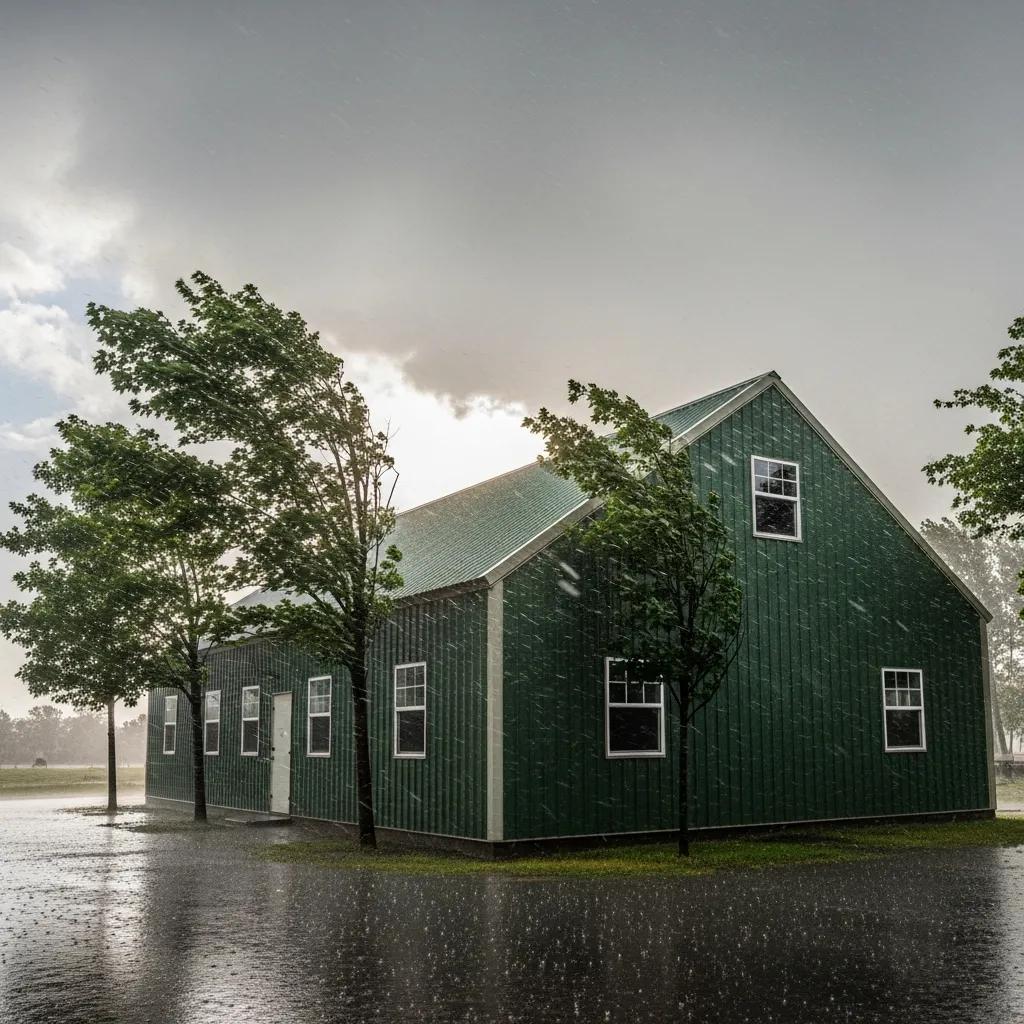 Finished metal building built to resist weather and wear