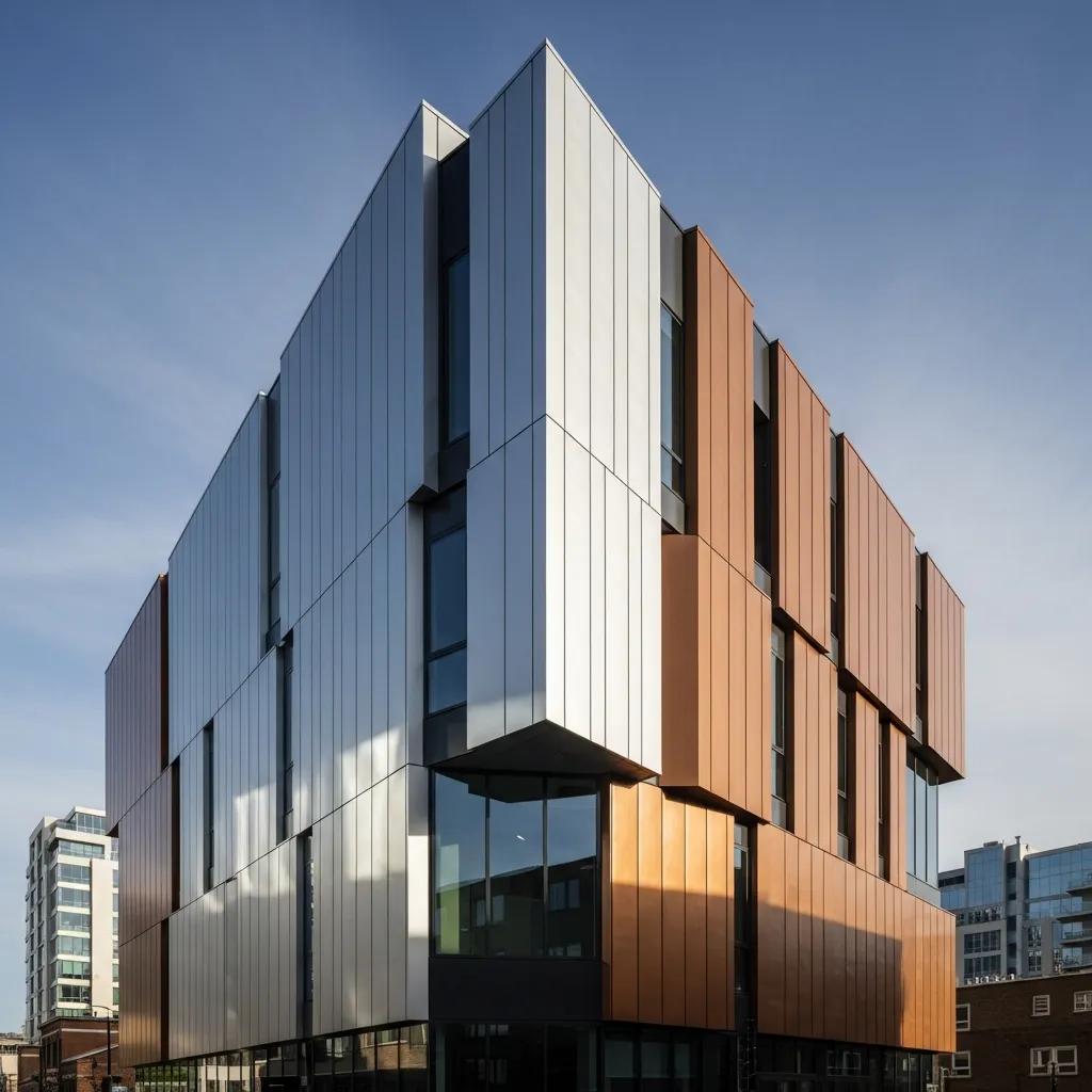 Sustainable metal facade on a modern building