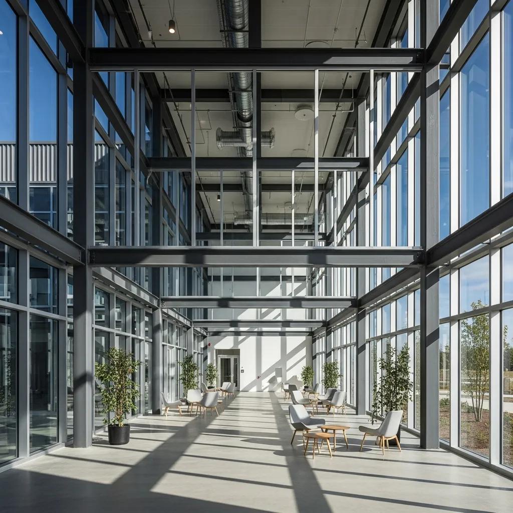 Modern building with steel framing and large windows