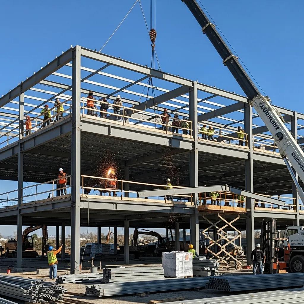 Modern metal construction site highlighting durability and efficiency